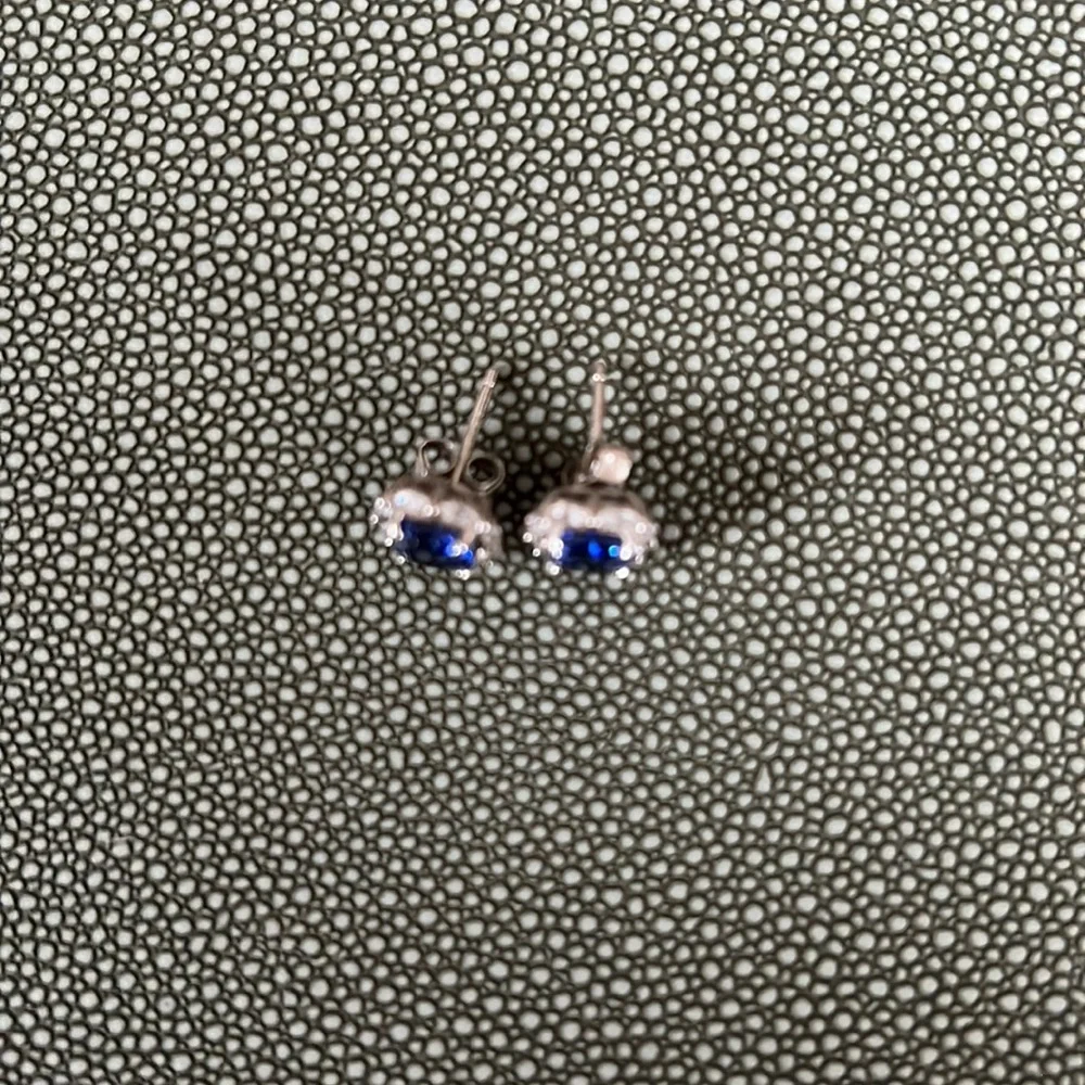 Qvc Cubic Zirconia, Sterling Silver Gemstone Stud Earrings - Picture 2 of 3